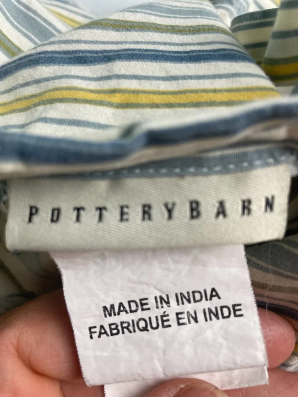 Pottery Barn Set of 2 Standard Shams Muted Yellow/green/blue 100% Cotton